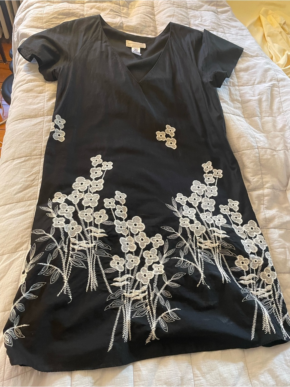 ANTHROPOLOGIE NAVY Embroidery Gramercy Dress, sz M
